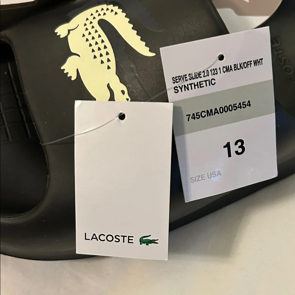 Men Black/Off Wht Serve Slide Synthetic Lacoste🐊